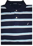 Men's Nautica Polo Shirt Short Sleeved Navy, Blue & White Striped Many Sizes Available