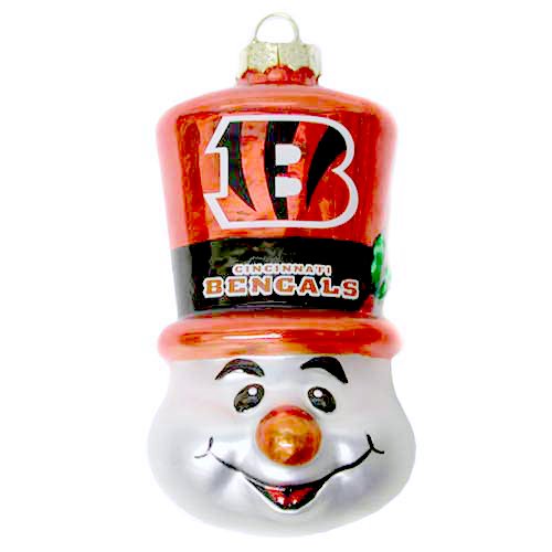 NFL Cincinnati Bengals Blown Glass Top Hat Snowman Ornament