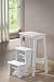Step Stool with Self Storing Step in White Finish