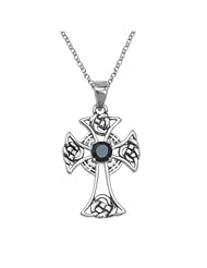 Sterling Silver Celtic Cross Pendant Necklace, 18"