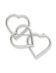 14K White Gold Hearts Pin