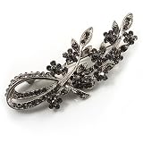 41WcIU6XbRL. SL160  Romantic Swarovski Crystal Floral Brooch (Silver&Dim Grey)