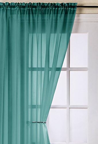 Blackpeel 6 Pc Window Sheer Panel/drape/treatment/curtain 84" Long Fully Stitched with Rod Pocket in Teal