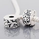 Antique Silver Flower Clip Lock Stopper Bead Fits Pandora Troll Biagi Chamilia and Zable