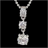 3/4 Carat Sterling Silver CZ 3 Stone Pendant