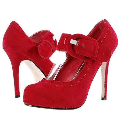 Office46 Buckle Strap Platform Pump RED