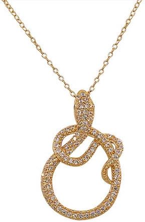 Sterling Silver Yellow Rose Gold Plated White Red Crystals CZ Snake Womens Pendant Necklace (Yellow Gold Plated)