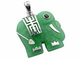 Green Jade Lucky Elephant Pendant, 925 Sterling Silver