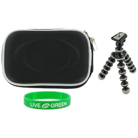 Hard EVA (Black) Case and Premium Tripod for Flip Mino Series Camcorder White