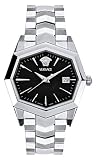 Versace Black Dial Watch with Stainless Steel Bracelet