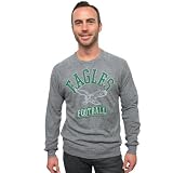NFL Philadelphia Eagles Men's True Vintage Distressed Triblend Crew Neck Long Sleeve Pullover, Steel, Medium
