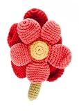 Pebble Baby Rattle - Flower Crochet in Red