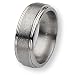Brushed and Polished Grooved Titanium Ring (8.0 mm) - Sizes 7.5-12.5
