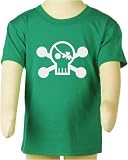 Toddler Kelly Green T-Shirt by Bella Baby : Irish Skull and Crossbones - Skull with Shamrock Eye Patch for St Patricks Day
