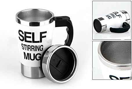 Self Stirring Cup, 500ml Stainless Steel Auto Mixing Cup For Tea Coffee Hot Chocolate (white)