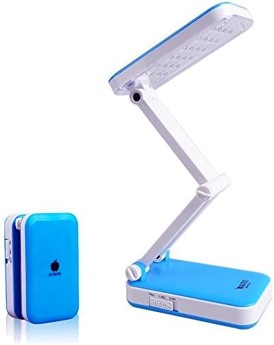 Superproducts LED Desk Lamp, Fashionable Designed Portable Foldable Table Lamp, Rechargeable Eye Care Lamps Table 24 LED, 2-Level Dimmer Table Light , Blue