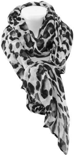 Leopard Long Full Scarf Animal Print Black White