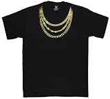 Royal T - Gold Neck Chains Mens T-Shirt Black Size Medium M