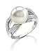 White Pearl & Diamond Princess Ring