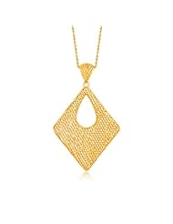 Italian Design 14K Yellow Gold Geometric Lattice Pendant