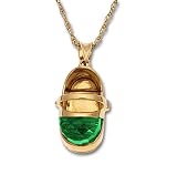 10k Yellow Gold Green Quartz Baby Boot Pendant w/ Diamond Accent