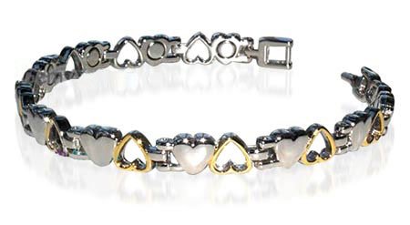 New Titanium Magnetic Two Tone Heart Bracelet 7.5″