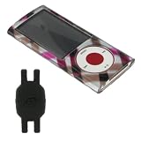 Pink Plaid Design Hard Shell Case for Apple iPod Nano 5th Generation with Shoe Silicone Pouch for Nike+ iPod Sensor (iPod NOT Included)
