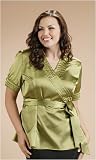 Plus Size Satin Charmeuse Wrap Blouse