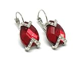Red Ruby Tear Drop Glass Crystal Deco Earring Jewelry