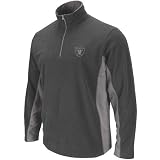 NFL Men's Oakland Raiders Fade II Crew Long Sleeve 1/4 Zip Micro Chiller Fleece (Black/Storm Gray, Medium)