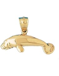 Dazzlers Solid 14k Gold Manatees Sea Cow Charm Pendant Available in three colors from jewelsberry (weights: 3.8 grams only)