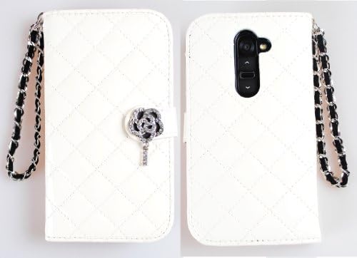 iHand Diamond Quilted Fashion Wallet Case with Bling for LG Optimus G2 D801,D802,D803 Tmobile,At&t [Retail Package] (White)