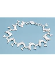 925 Sterling Silver Bracelet With Charms - Dolphin - 7"adjust to 8"