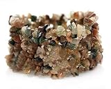 Fancy Color Jasper Chips Multi-Strand Stretch Wide Bracelet