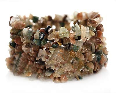 Fancy Color Jasper Chips Multi-Strand Stretch Wide Bracelet