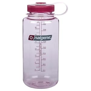 Nalgene Wide Mouth Water Bottle, 1-Quart, Clear Pink