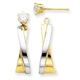14k & Rhodium J-Hoop with CZ Stud Earrings Jackets