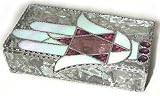 Blue Hamsa Stained Glass Jewelry Box- Judaica Gift - Jewish Design - 6 x 8