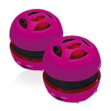 RAIKKO DANCE Double/Stereo Vacuum Speaker -pink-, stereo Mini Aktiv Lautsprecher mit Akku, USB Netzteil/Ladegerät etc. (pink, 2 x 3,5 Watt, 3,5mm Klinkenanschluss, gummierte Oberfläche) für iPhone/iPad/iPod/MP3/Laptop/Webpad/Tablet/Notebook uvm.