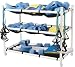 Our 3-tiered rack securely holds aquatic equipment on mesh hammocks that allow for water run-off and ventilation. Casters for easy mobility. Made of sturdy 2" PVC. Assembly required. White/Black. 57" L x 29" W x 40" H. The web image is for your reference.