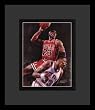 Michael Jordan (Dunking Over Ewing) Sports Framed & Matted Poster Print - 16" X 20"