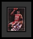 Michael Jordan (Dunking Over Ewing) Sports Framed & Matted Poster Print - 16