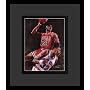 Michael Jordan (Dunking Over Ewing) Sports Framed & Matted Poster Print - 16" X 20"