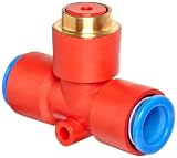 SMC KE Residual Pressure Relief Valve with Push Button Guard and Push-to-Connect Fitting, 8mm Tube OD