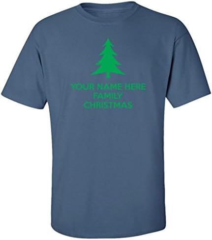 Personalized Name Here Family Christmas Adult T-Shirt (Indigo, XL)
