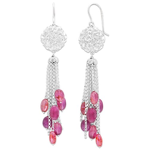 Plumeria Sphere Earrings with Tourmalines in Sterling Silver