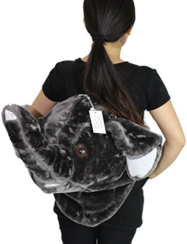 Gmin Domineering Backpack Stuffed Tiger Head 3D Simulation Personalised Shoulder Bag (Elephant)