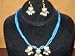 Women's Gift-handcrafted Turquoise Beads Lacquer Necklace with Earrings 3pc Set