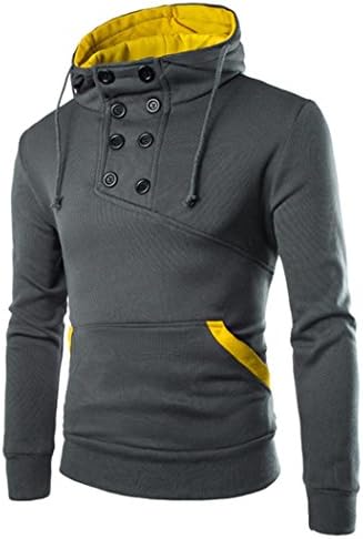 Permalow Mens Retro Long Sleeve Hoodie Hooded Fashion Sweatshirt Coat Outwear (XL, Dark Gray)