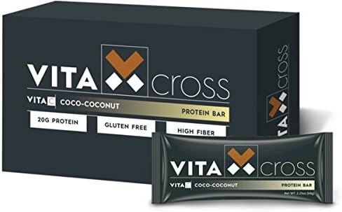 Vitacross Coco Coconut Protein Bar, 12 Count, 20 Grams of Protein